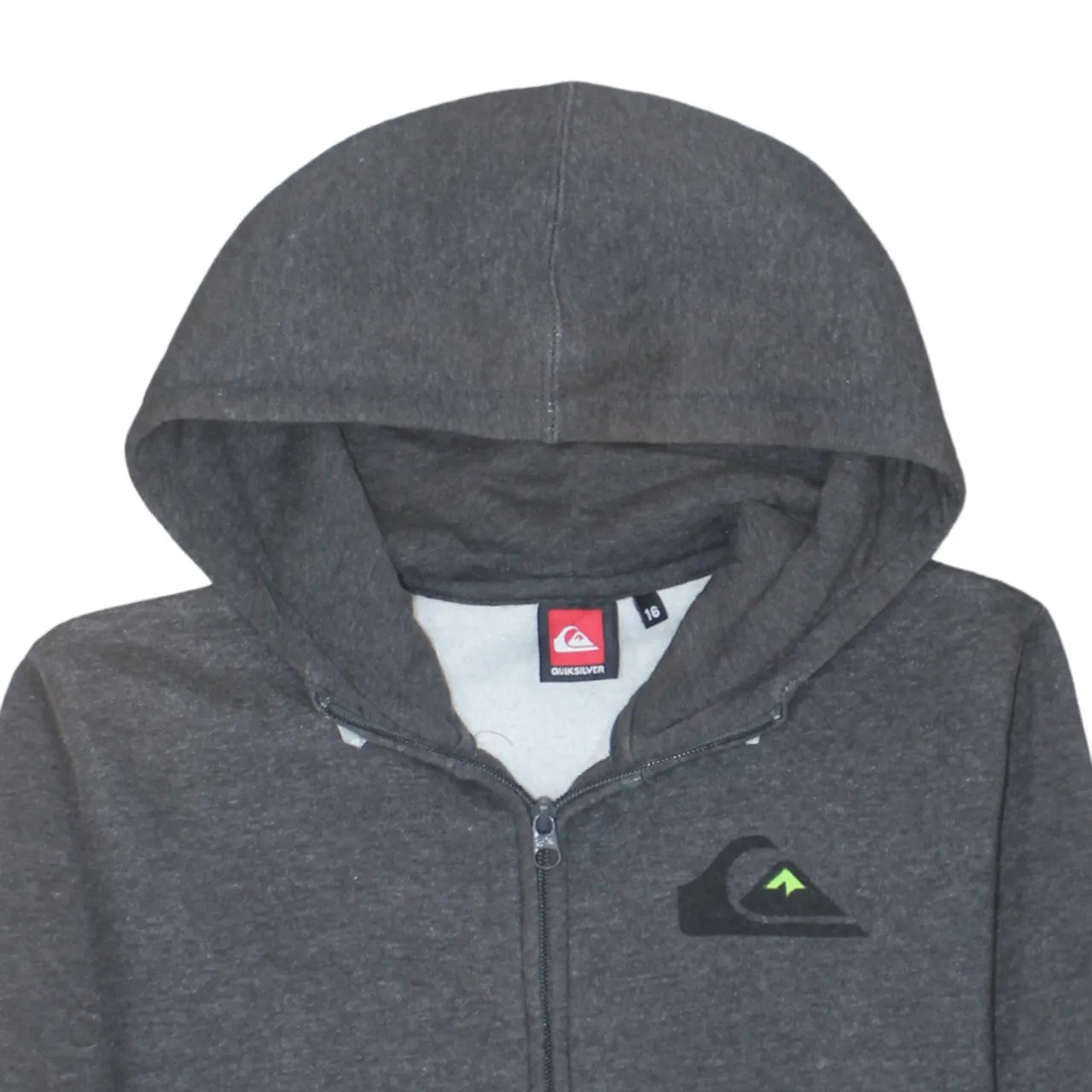 Quiksilver Charcoal Grey Zip Hoodie Women's Medium Embroidered Logo Pockets Fleece Sweatshirt sold by Vintage Club product image thumbnail 3