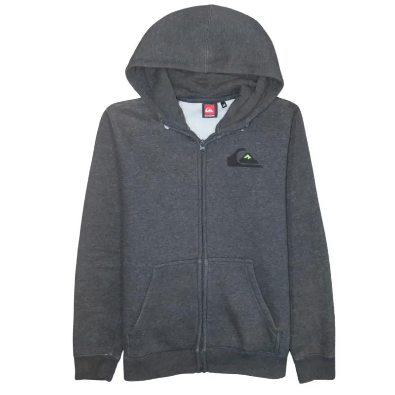 Quiksilver Charcoal Grey Zip Hoodie Women's Medium Embroidered Logo Pockets Fleece Sweatshirt sold by Vintage Club