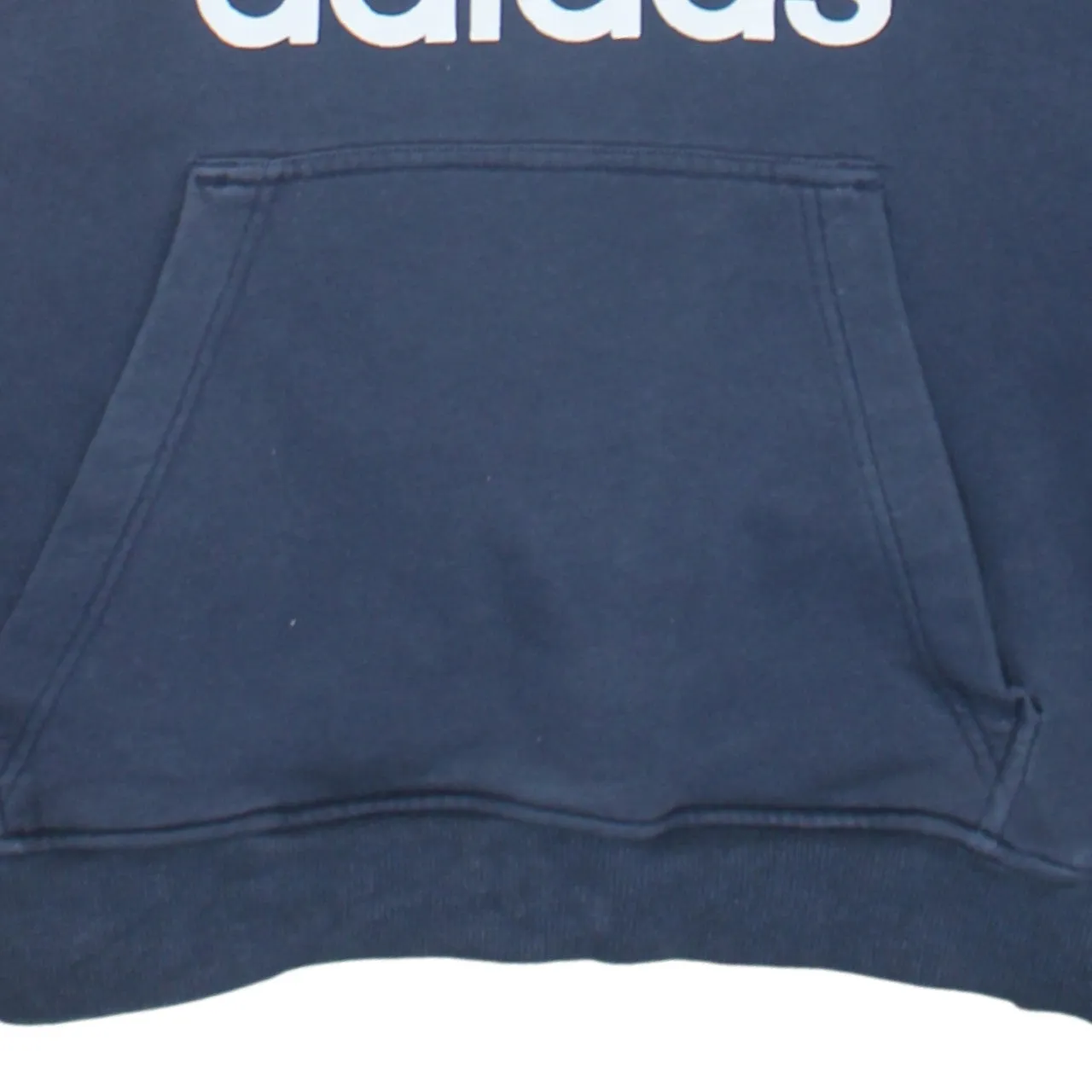 Adidas Navy Blue Hoodie Women’s Large Trefoil Printed Logo Front Pocket Pullover Sweatshirt sold by Vintage Club product image thumbnail 4