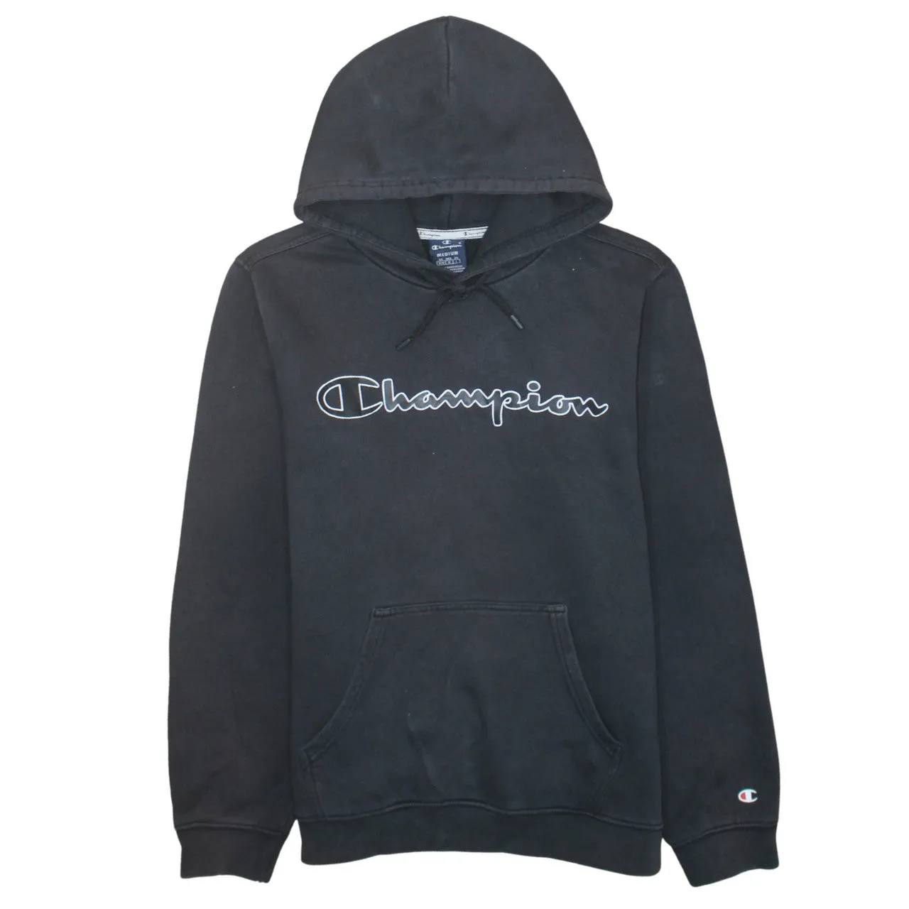 Champion 90's Spellout Pullover Hoodie Medium Black sold by Vintage Club