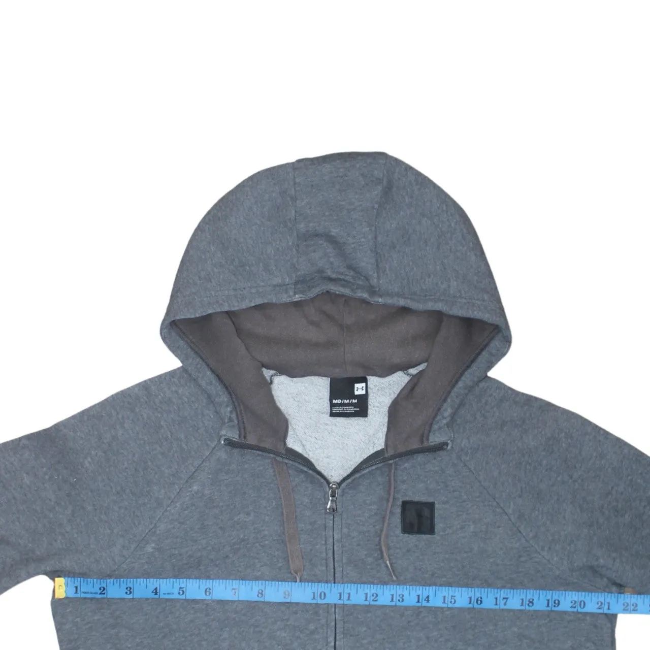 Under Armour 90's Drawstring Pockets Full Zip Up = Hoodie Medium Grey sold by Vintage Club product image thumbnail 5