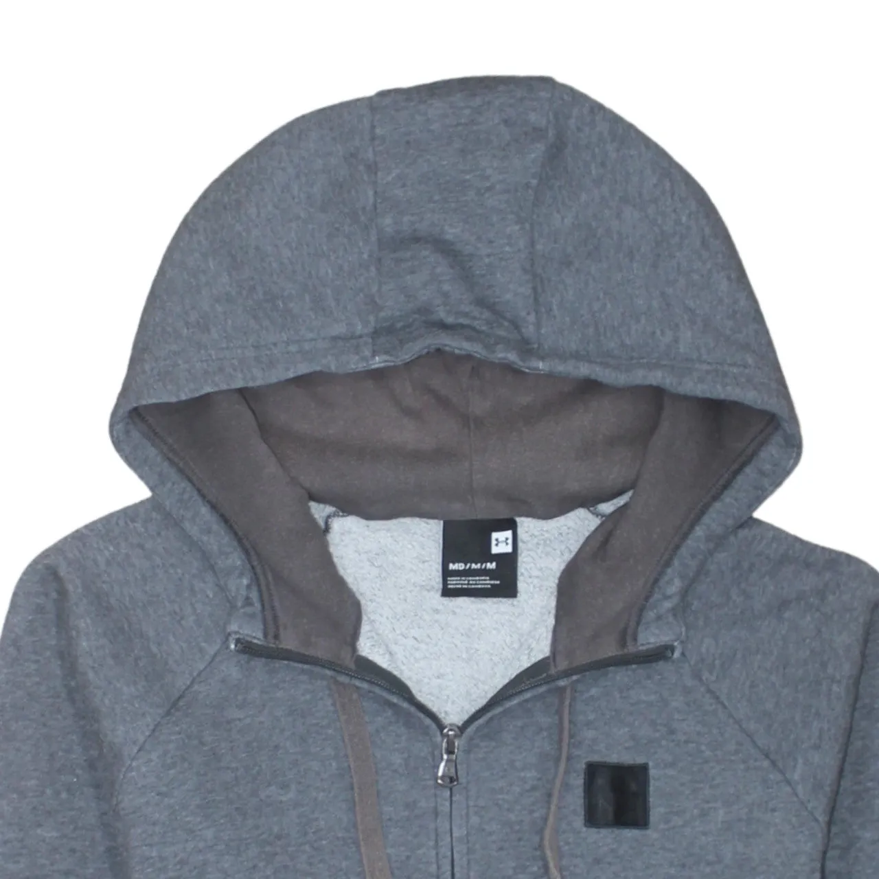 Under Armour 90's Drawstring Pockets Full Zip Up = Hoodie Medium Grey sold by Vintage Club product image thumbnail 3