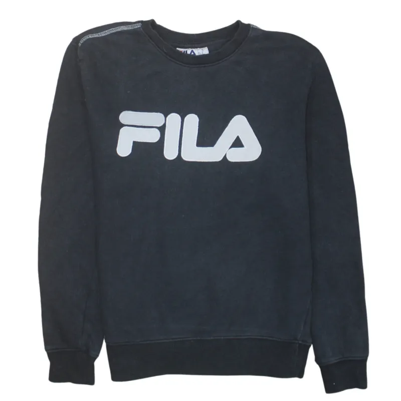 Fila 90's Spellout Crew Neck Sweatshirt Medium Black sold by Vintage Club
