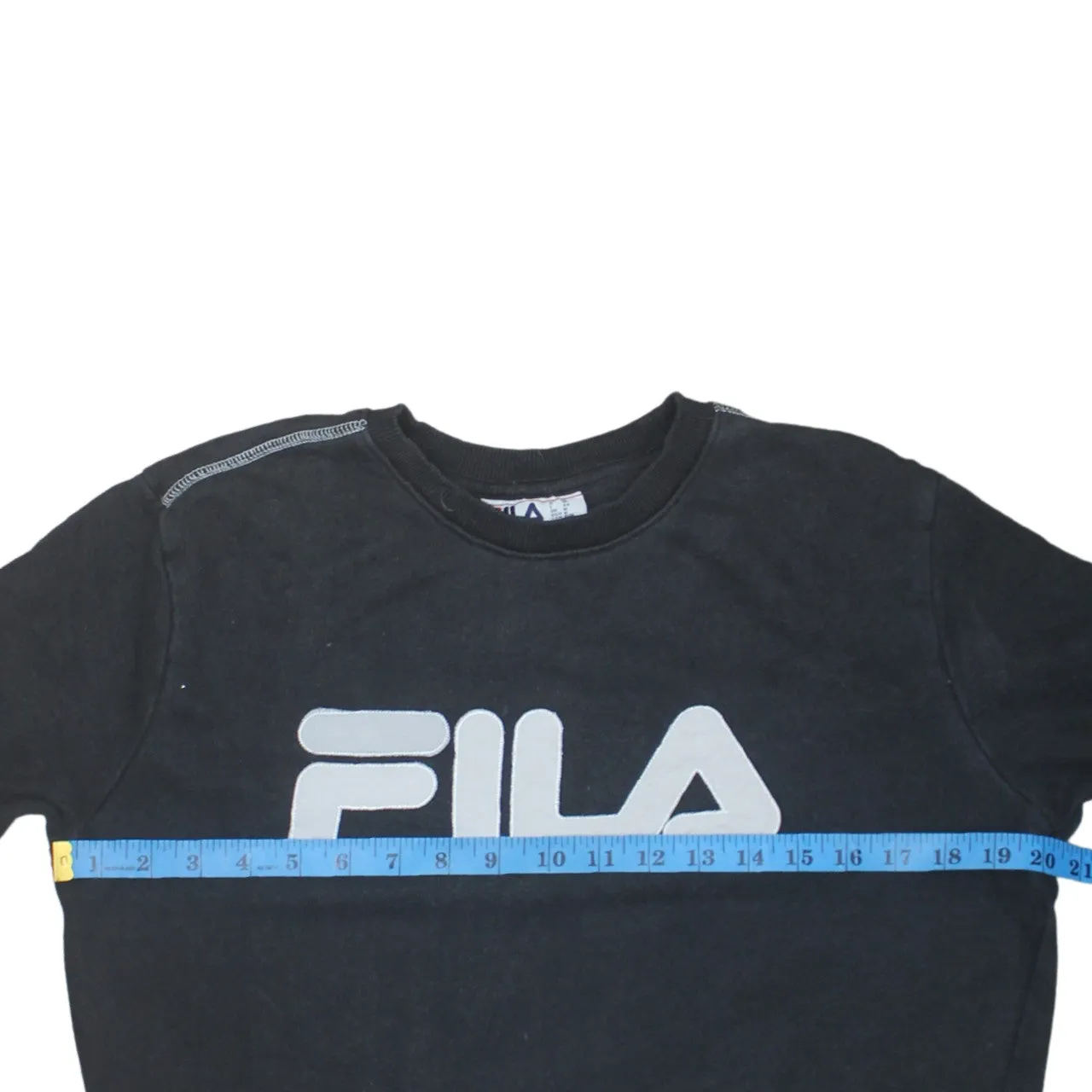 Fila Black Sweatshirt Women's Medium Printed Big Logo Crewneck Pullover Fleece Top sold by Vintage Club product image thumbnail 5