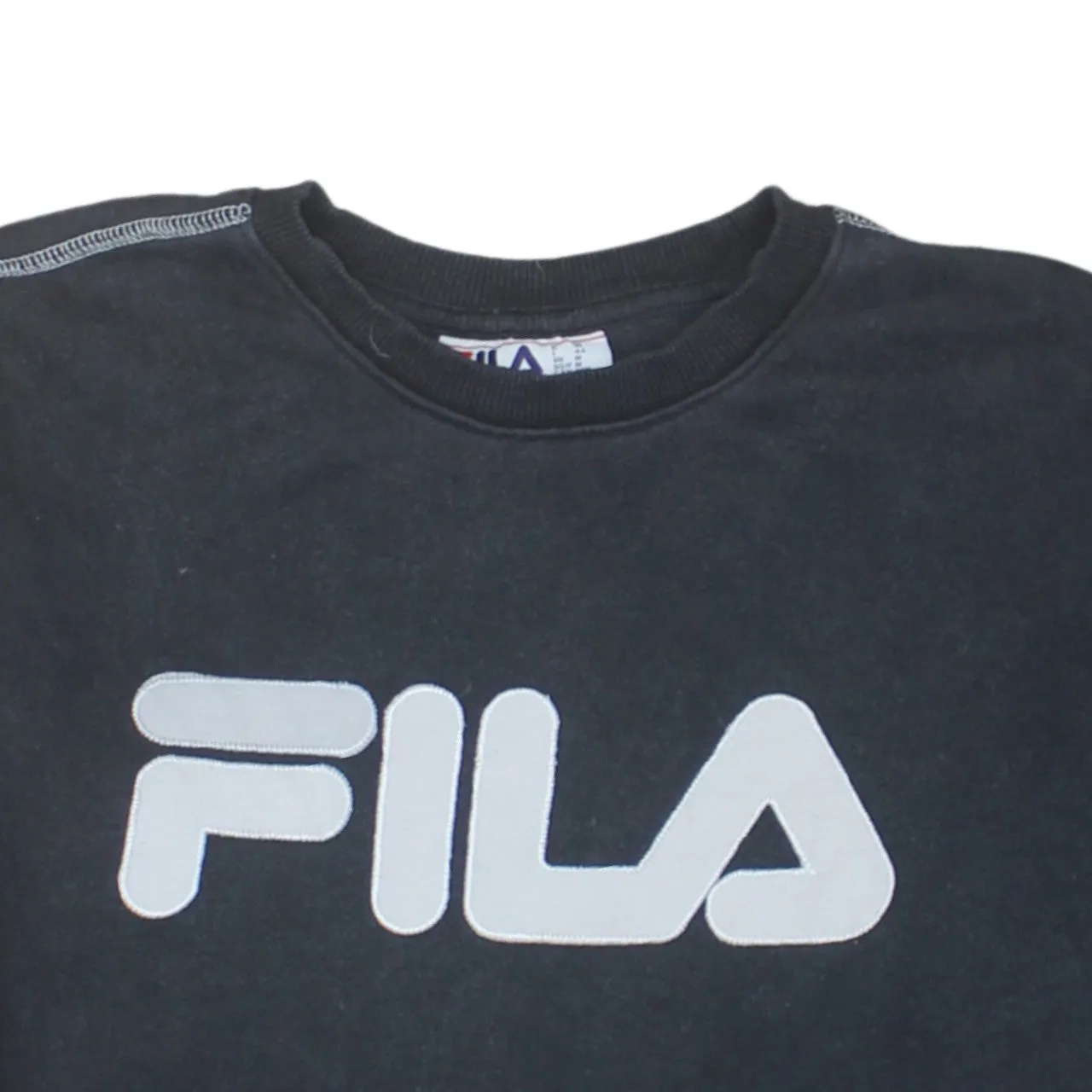 Fila Black Sweatshirt Women's Medium Printed Big Logo Crewneck Pullover Fleece Top sold by Vintage Club product image thumbnail 3