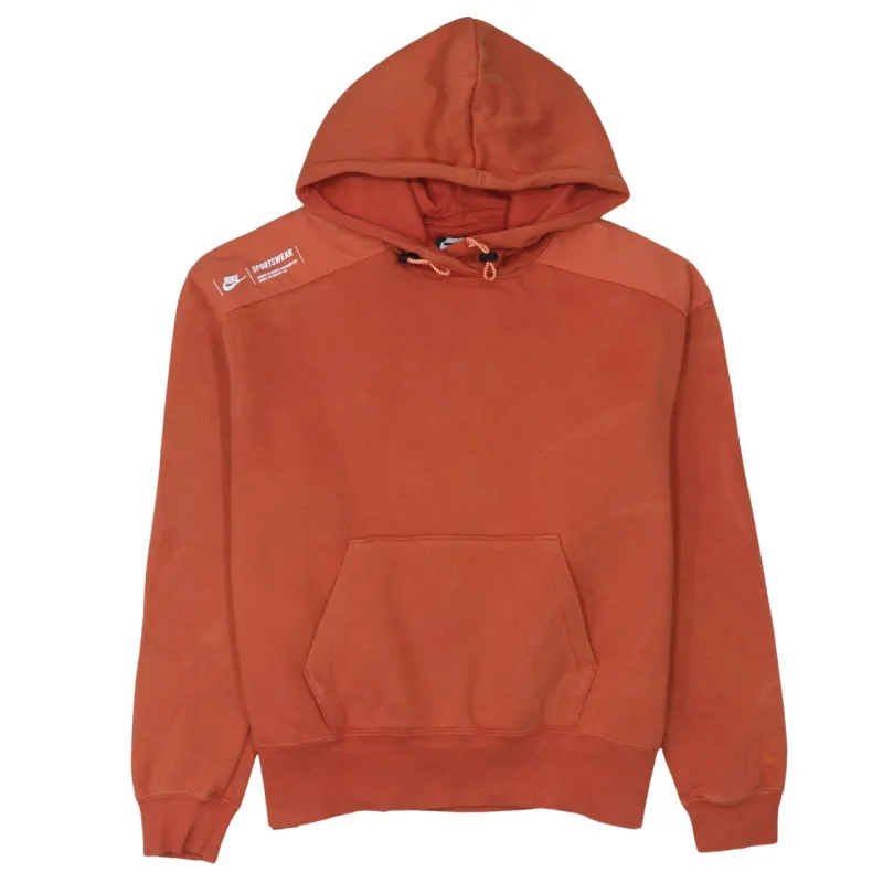 Nike Burnt Orange Hoodie Men's Medium Printed Shoulder Logo Front Pocket Pullover Sweatshirt made by Nike