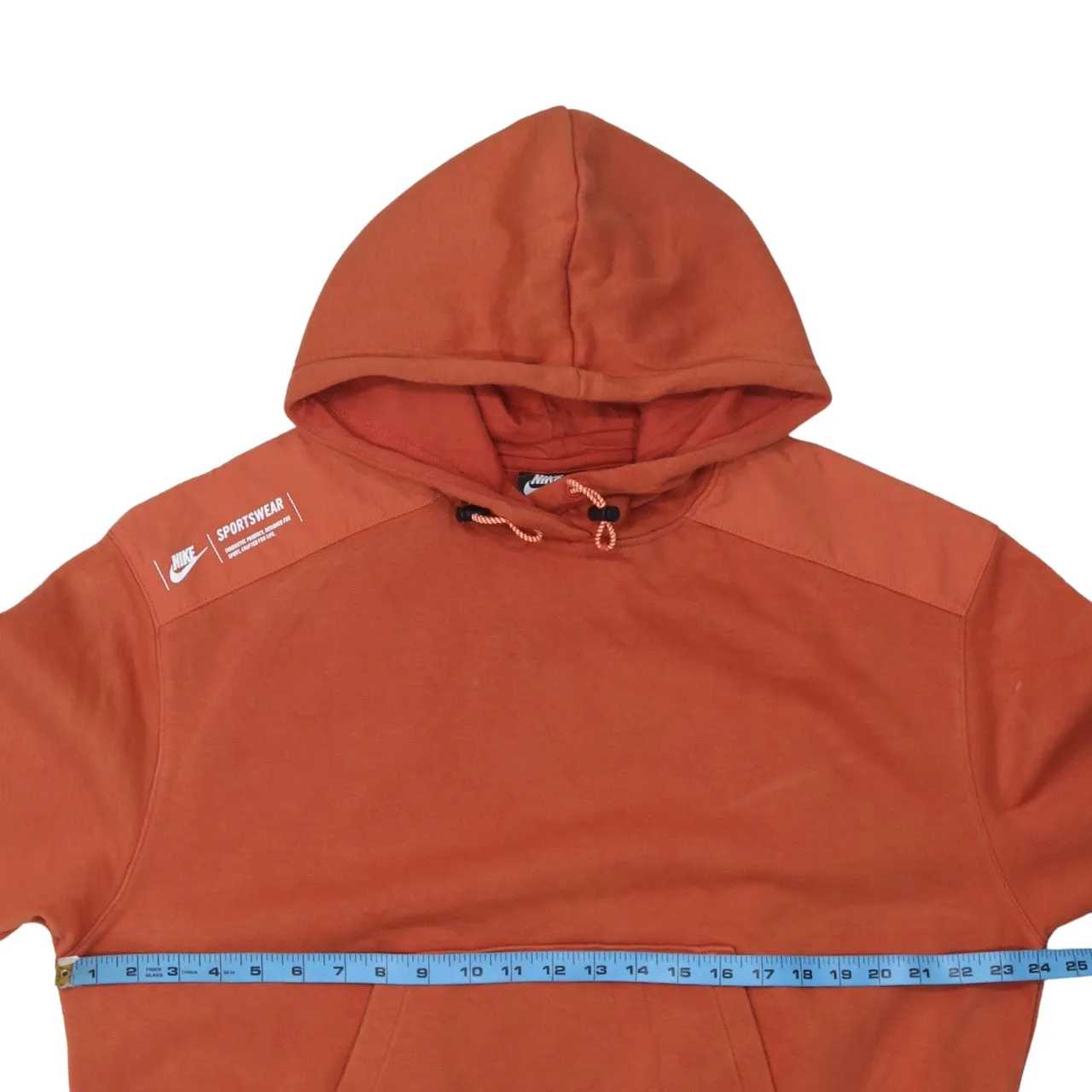 Nike Burnt Orange Hoodie Men's Medium Printed Shoulder Logo Front Pocket Pullover Sweatshirt sold by Vintage Club product image thumbnail 5