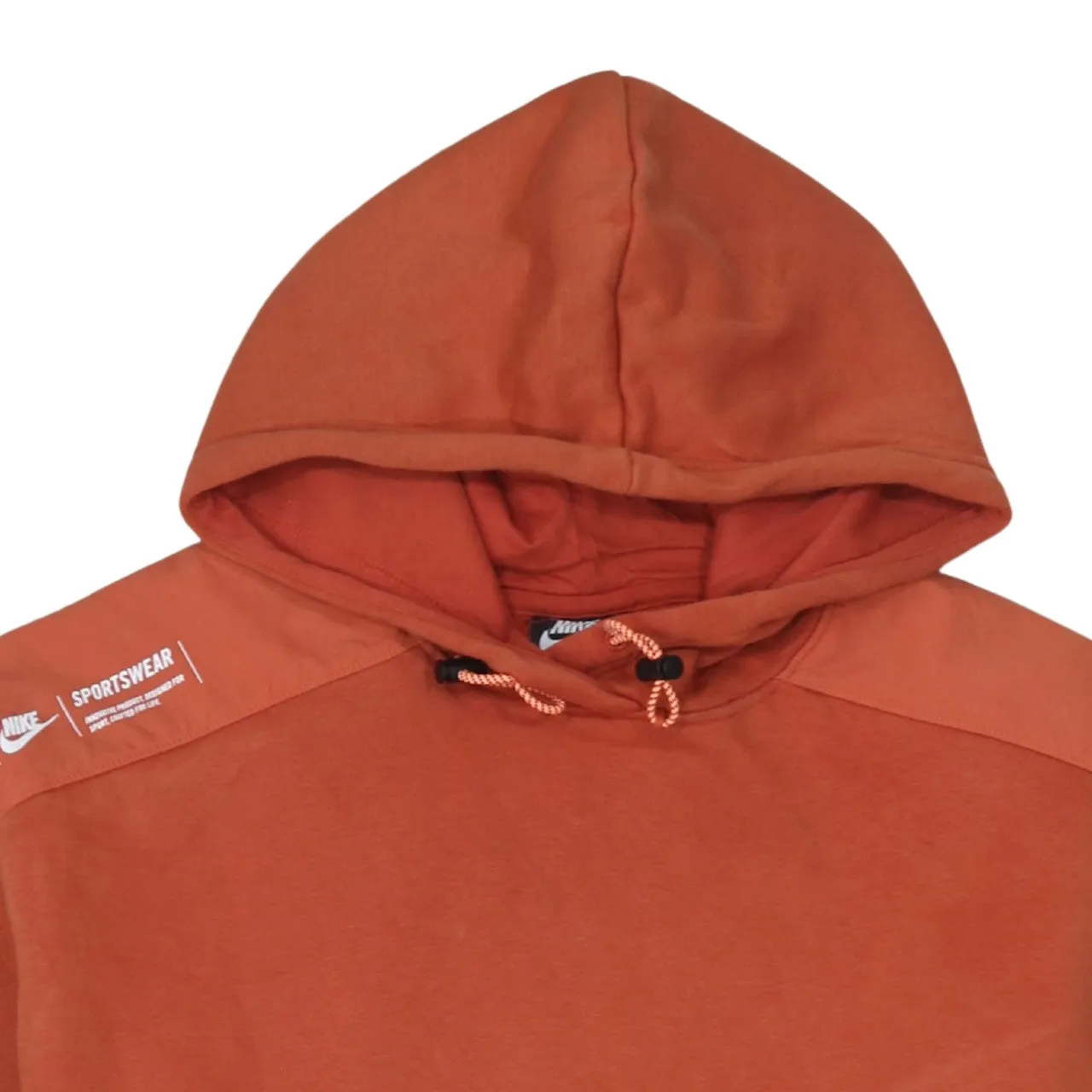 Nike Burnt Orange Hoodie Men's Medium Printed Shoulder Logo Front Pocket Pullover Sweatshirt sold by Vintage Club product image thumbnail 3