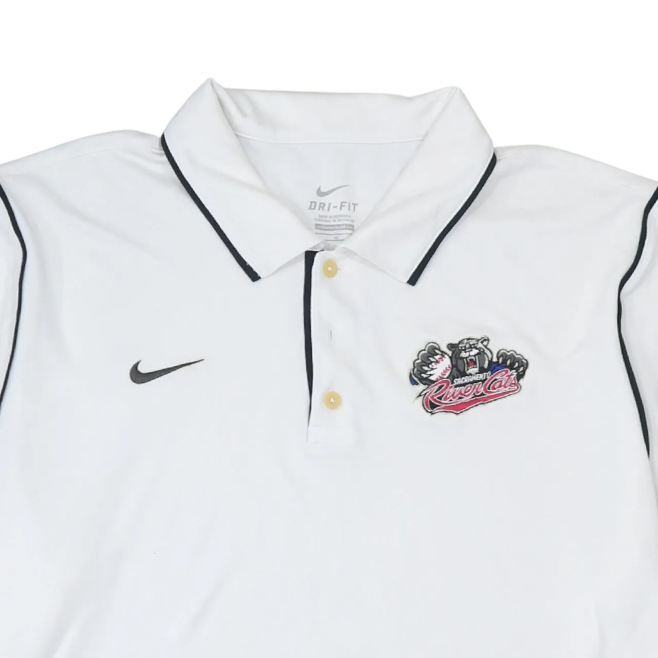 Nike White Polo Shirt Men's XLarge Embroidered Chest Logo Contrast Piping Dri-Fit Top sold by Vintage Club product image thumbnail 3