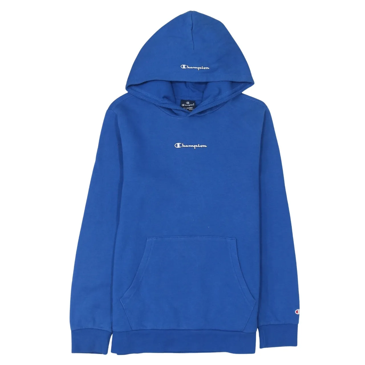 Champion Royal Blue Hoodie Women’s XLarge Embroidered Chest Logo Front Pocket Pullover Sweatshirt sold by Vintage Club
