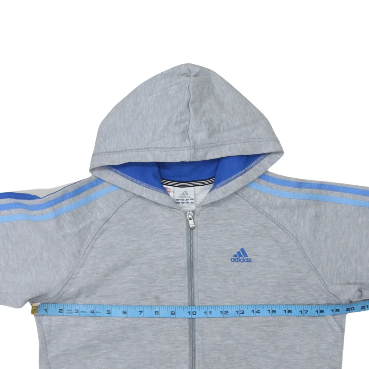 Adidas 90's Striped Sleeve Full Zip Up Hoodie Large Grey sold by Vintage Club product image thumbnail 5