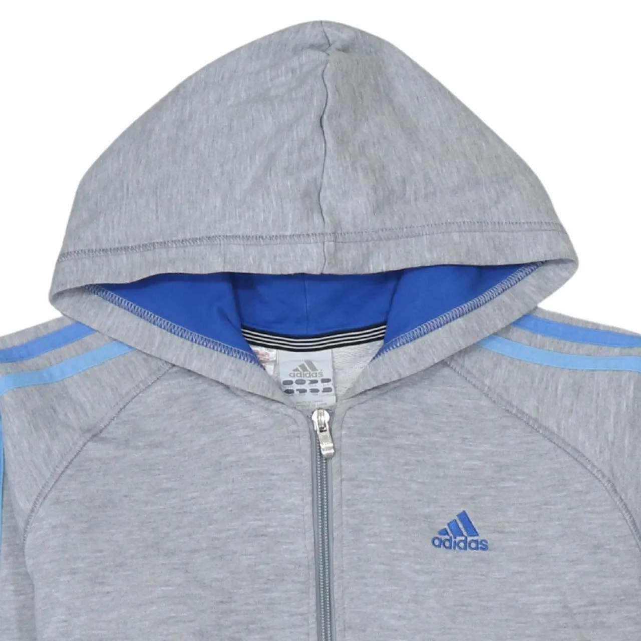 Adidas 90's Striped Sleeve Full Zip Up Hoodie Large Grey sold by Vintage Club product image thumbnail 3