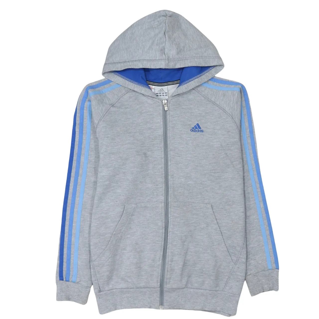 Adidas 90's Striped Sleeve Full Zip Up Hoodie Large Grey sold by Vintage Club