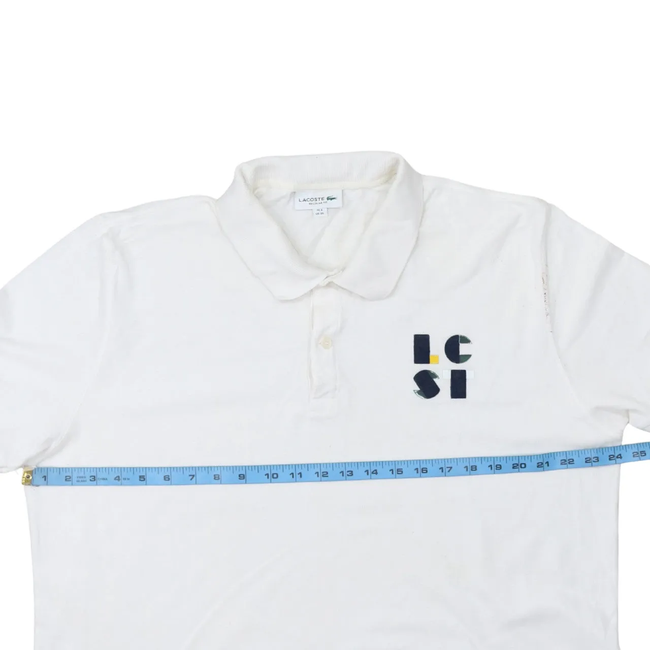 Lacoste 90's Short Sleeves Quarter Button Polo Shirt XXXLarge (3XL) White sold by Vintage Club product image thumbnail 5