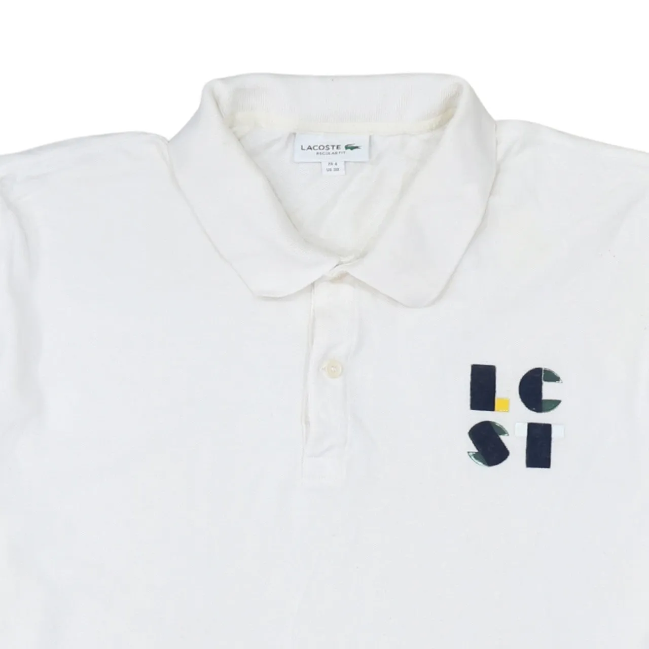 Lacoste 90's Short Sleeves Quarter Button Polo Shirt XXXLarge (3XL) White sold by Vintage Club product image thumbnail 3
