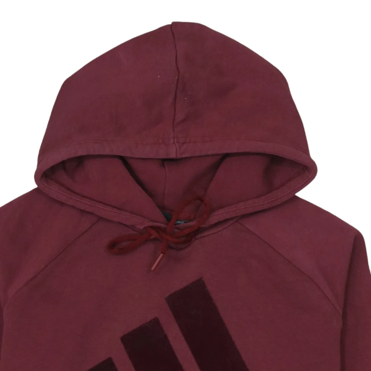 Adidas Burgundy Red Hoodie Women’s Large Printed Badge Logo Longline Pullover Sweatshirt sold by Vintage Club product image thumbnail 3