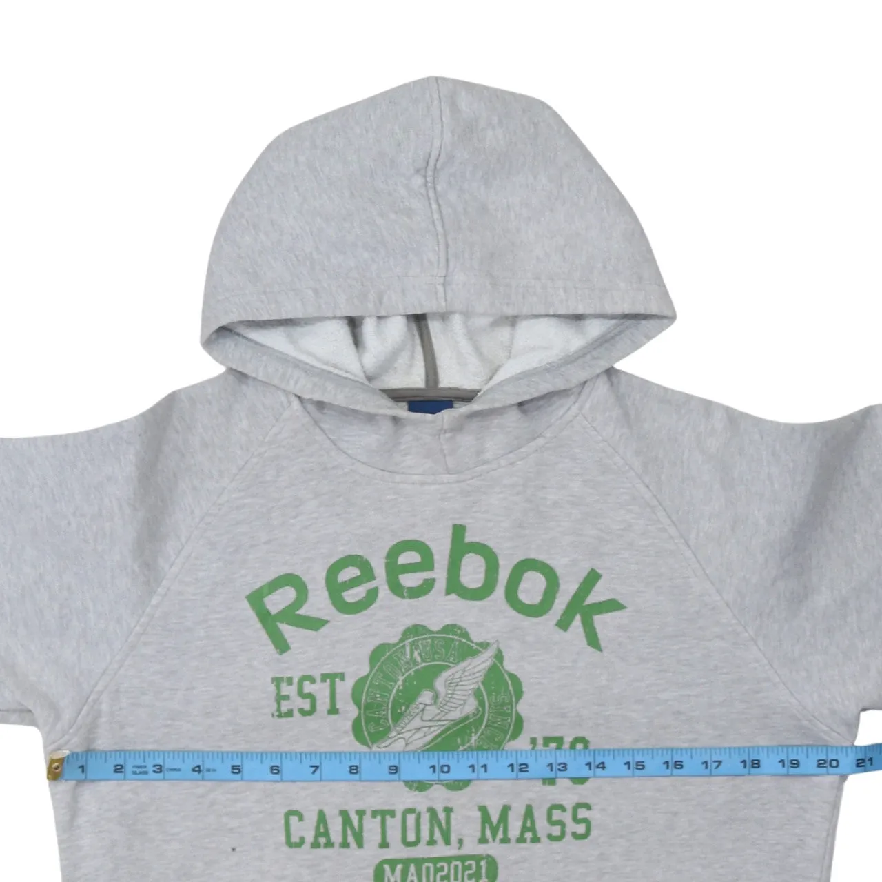 Reebok Grey Hoodie Men's Small Printed Logo Front Pocket Pullover Sweatshirt sold by Vintage Club product image thumbnail 5