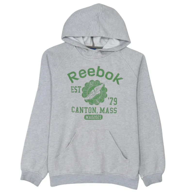 Reebok 90's Spellout Pullover Hoodie Small Grey sold by Vintage Club