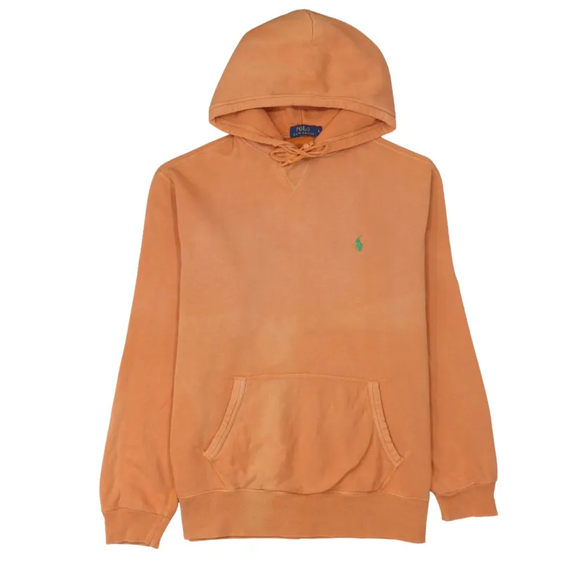 Polo Ralph Lauren Orange Hoodie Men's Large Embroidered Pony Logo Front Pocket Pullover Sweatshirt made by Polo by Ralph Lauren