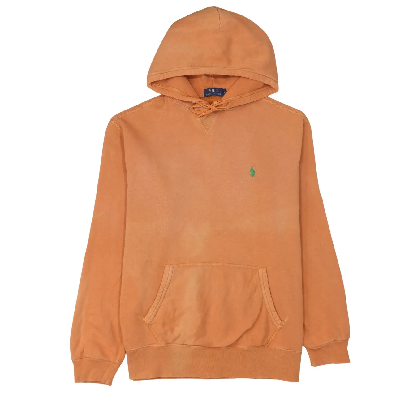 Polo Ralph Lauren Orange Hoodie Men's Large Embroidered Pony Logo Front Pocket Pullover Sweatshirt sold by Vintage Club
