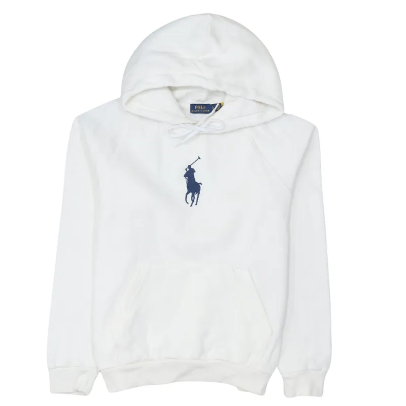 Polo Ralph Lauren White Hoodie Women’s Large Embroidered Big Pony Logo Front Pocket Sweatshirt made by Polo by Ralph Lauren