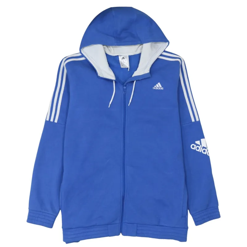 Adidas 90's Striped Sleeve Full Zip Up Hoodie XXLarge (2XL) Blue sold by Vintage Club
