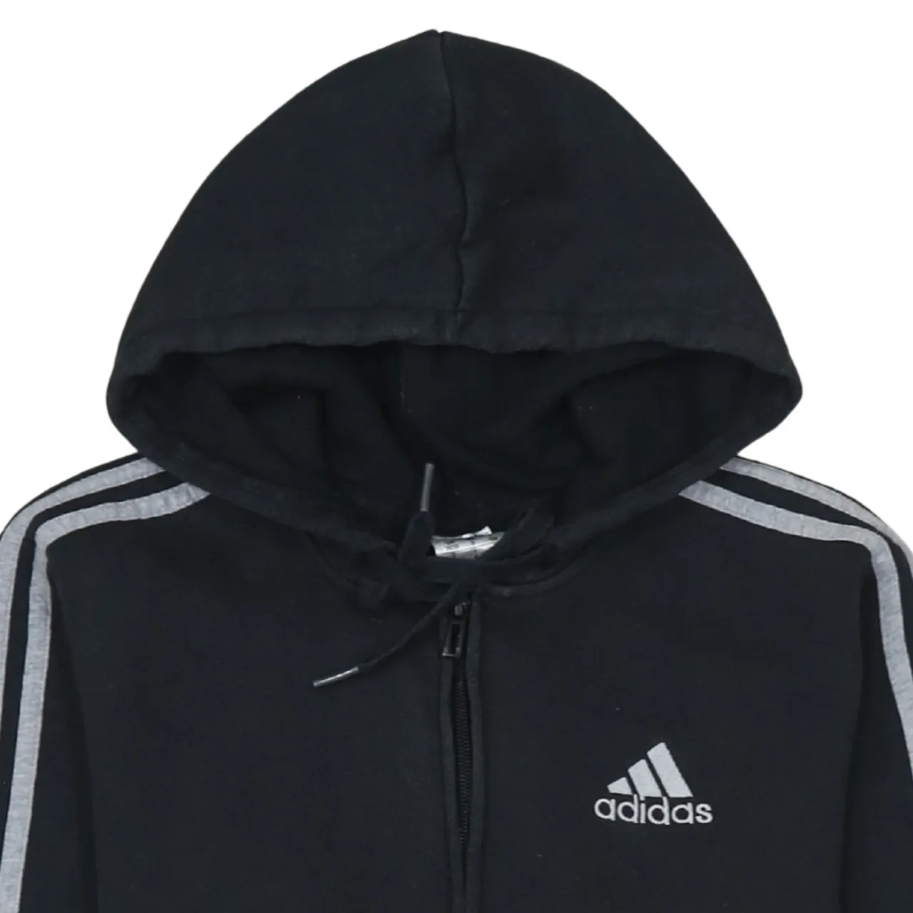Adidas Black Zip Hoodie Men's Small Embroidered Logo Three Stripe Sleeves Fleece Top sold by Vintage Club product image thumbnail 3