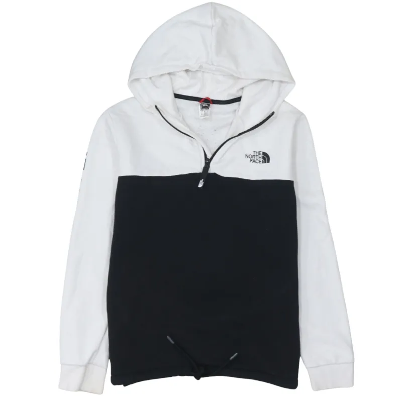 The North Face White Black Hoodie Women’s Medium Half Zip Embroidered Logo Drawcord Hem Pullover made by The North Face