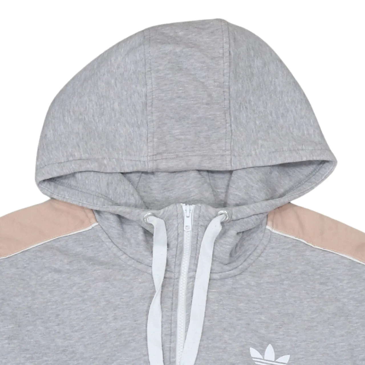 Adidas Grey Hoodie Women’s Large Half Zip Trefoil Printed Logo Contrast Sleeve Sweatshirt sold by Vintage Club product image thumbnail 3