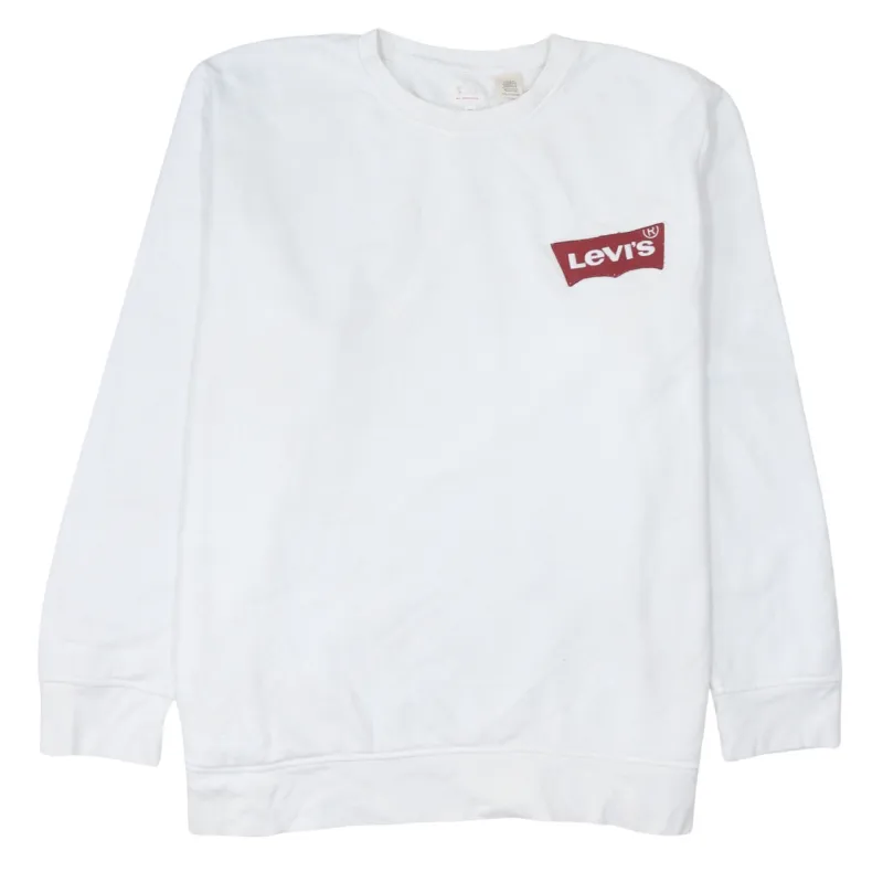 Levi's White Sweatshirt Women's XXXL Embroidered Chest Logo Crewneck Pullover Top sold by Vintage Club