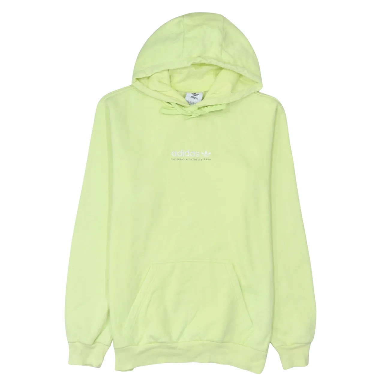 Adidas Light Green Hoodie Men's Small Printed Chest Logo Front Pocket Sweatshirt sold by Vintage Club