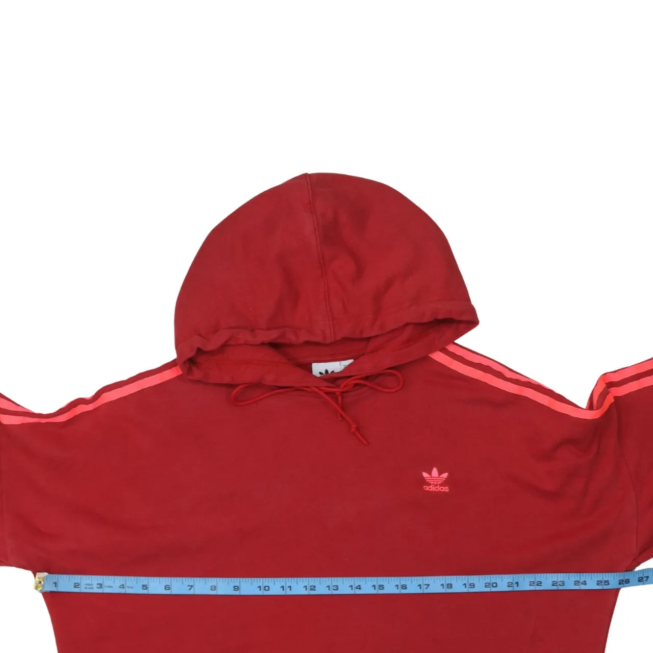 Adidas Burgundy Red Hoodie Women’s Small Cropped Three Stripe Sleeves Embroidered Logo Sweatshirt sold by Vintage Club product image thumbnail 5