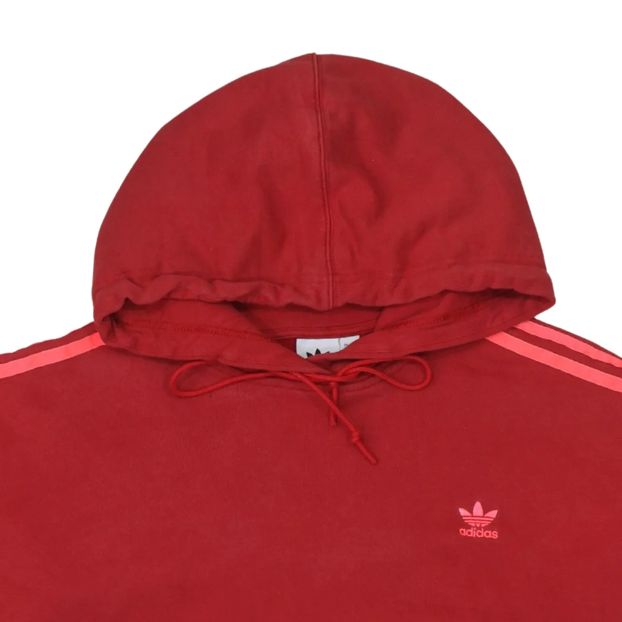 Adidas Burgundy Red Hoodie Women’s Small Cropped Three Stripe Sleeves Embroidered Logo Sweatshirt sold by Vintage Club product image thumbnail 3
