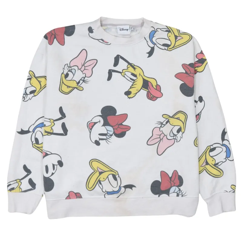Disney 90's Plain Crew Neck Sweatshirt Medium White sold by Vintage Club