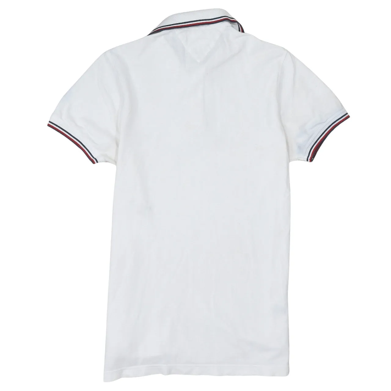 Tommy Hilfiger White Polo Shirt Women’s Medium Flag Logo Tipped Collar Cuffs Casual Top sold by Vintage Club product image thumbnail 2