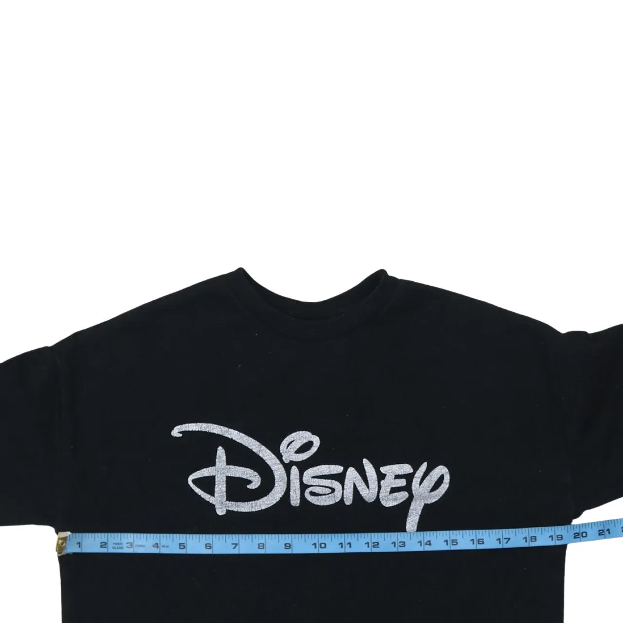 Disney Black Sweatshirt Women’s XSmall Silver Printed Logo Crewneck Pullover Jumper Top sold by Vintage Club product image thumbnail 5