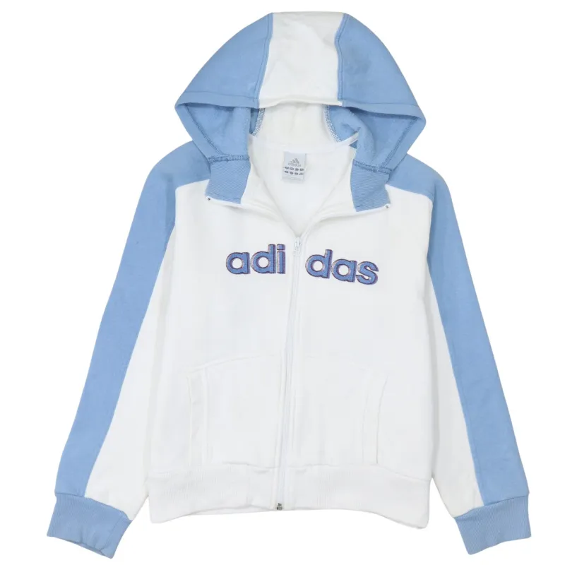 Adidas 90's Spellout Full Zip Up Hoodie Medium  White made by Adidas