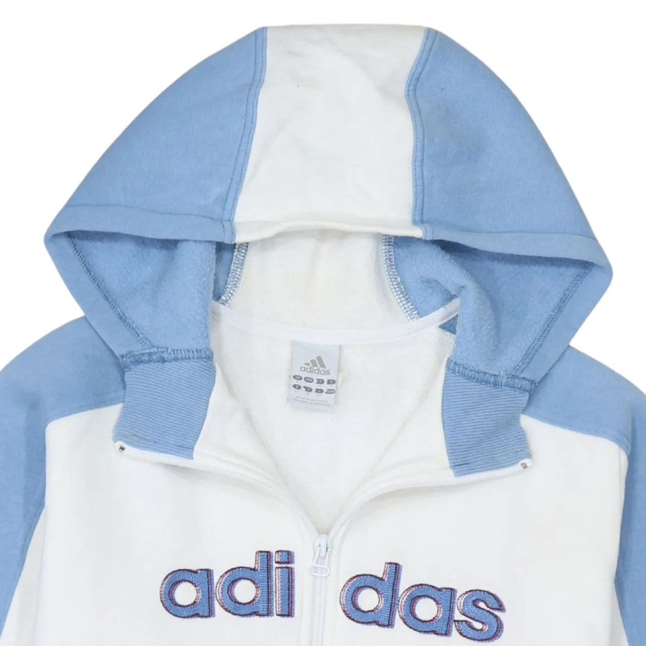 Adidas 90's Spellout Full Zip Up Hoodie Medium White sold by Vintage Club product image thumbnail 3