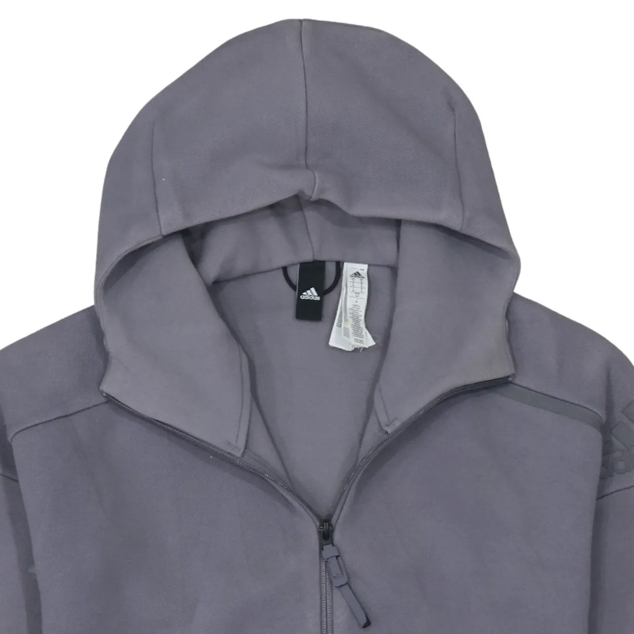 Adidas Grey Full Zip Hoodie Men's Small Subtle Logo Front Pockets Casual Sweatshirt sold by Vintage Club product image thumbnail 3