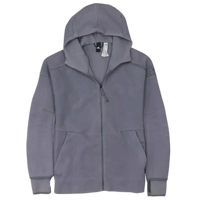 Adidas 90's Plain Full Zip Up Hoodie Small Grey sold by Vintage Club