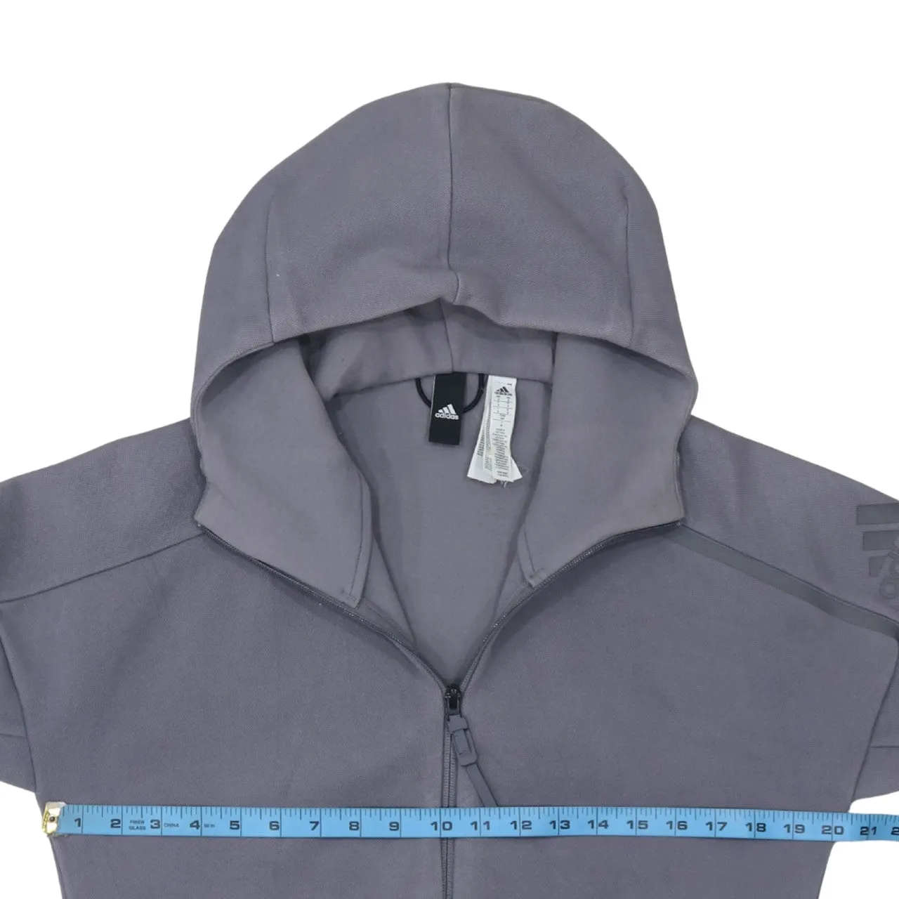 Adidas Grey Full Zip Hoodie Men's Small Subtle Logo Front Pockets Casual Sweatshirt sold by Vintage Club product image thumbnail 5