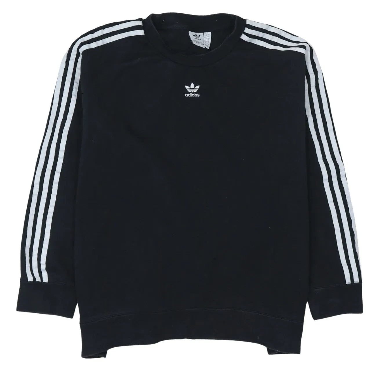 Adidas 90's Striped Sleeve Crew Neck Sweatshirt Large Black sold by Vintage Club