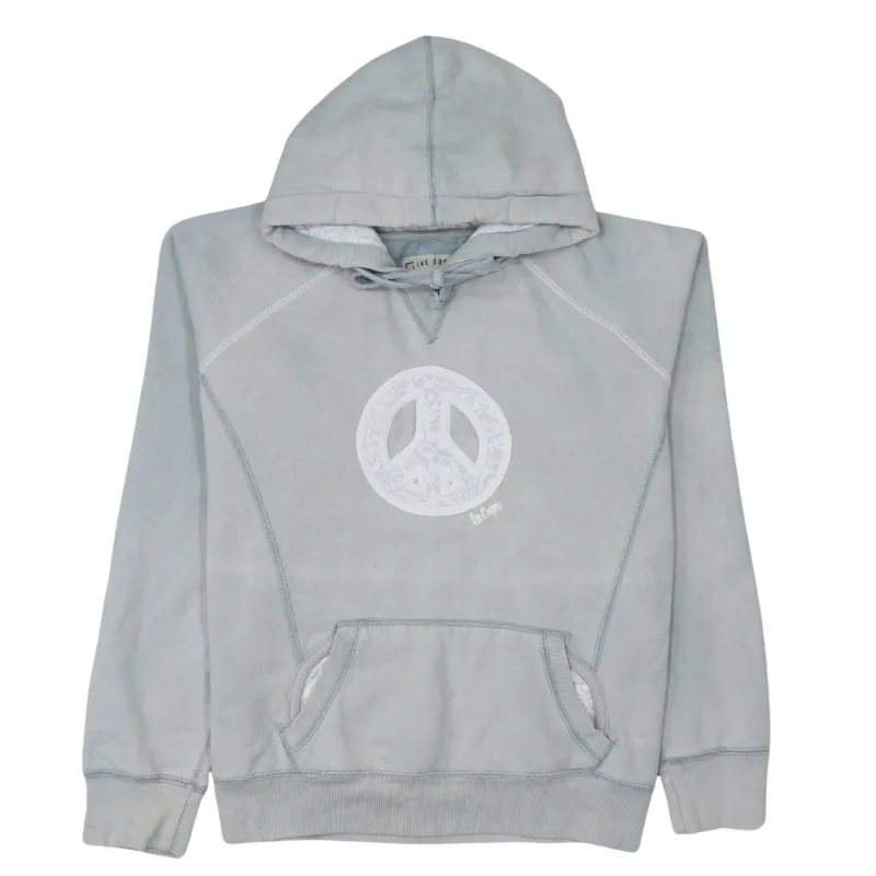 Lee Cooper Light Grey Hoodie Women’s Size 16 Embroidered Peace Logo Front Pocket Sweatshirt made by Lee