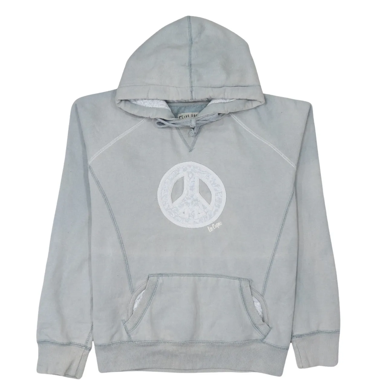 Lee Cooper Light Grey Hoodie Women’s Size 16 Embroidered Peace Logo Front Pocket Sweatshirt sold by Vintage Club
