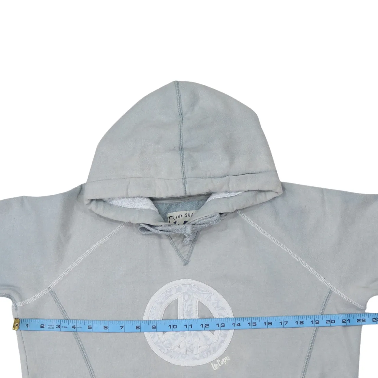 Lee Cooper Light Grey Hoodie Women’s Size 16 Embroidered Peace Logo Front Pocket Sweatshirt sold by Vintage Club product image thumbnail 5