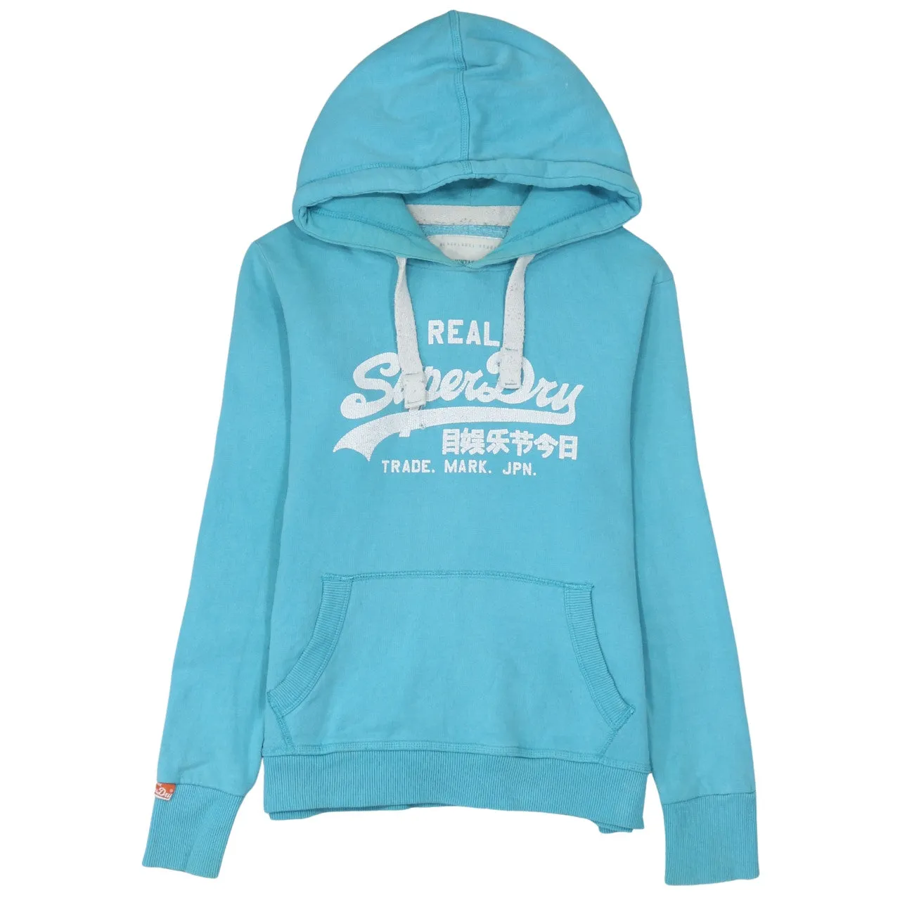 Super Dry 90's Spellout Pullover Hoodie Medium Blue sold by Vintage Club