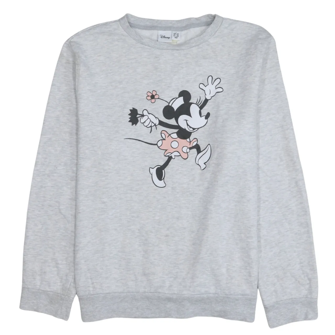 Disney Light Grey Sweatshirt Women's Large Minnie Mouse Printed Front Pullover Fleece Top sold by Vintage Club