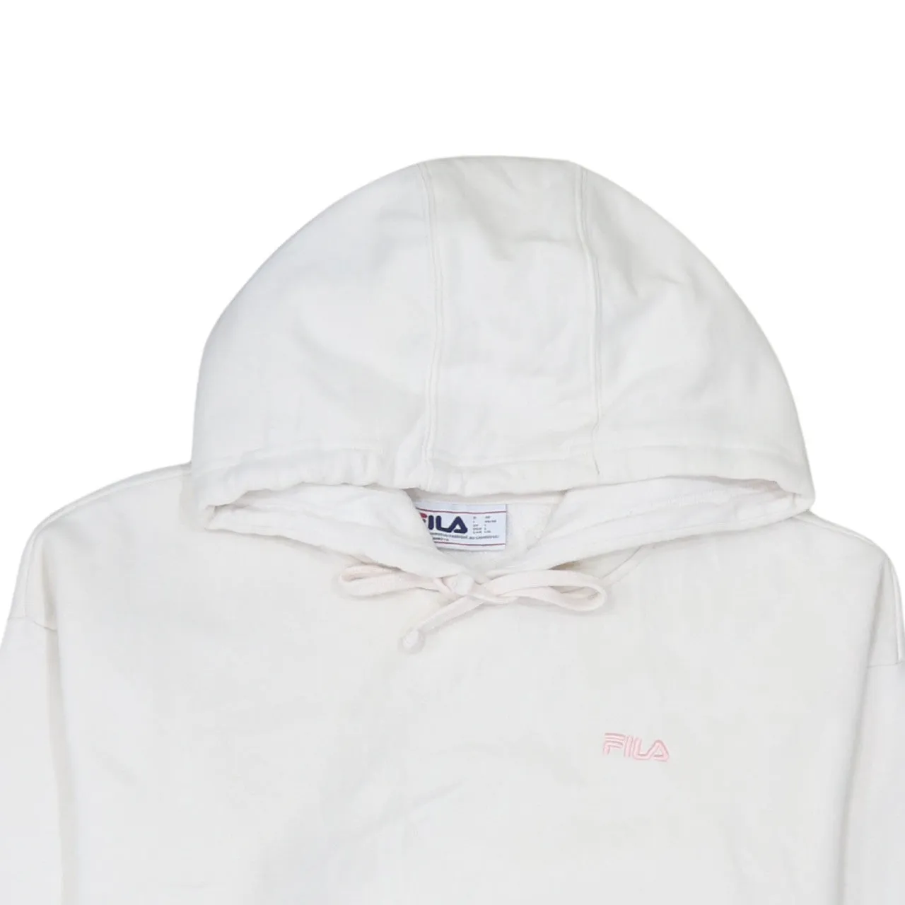 Fila 90's Drawstring Pockets Pullover Hoodie Large White sold by Vintage Club product image thumbnail 3