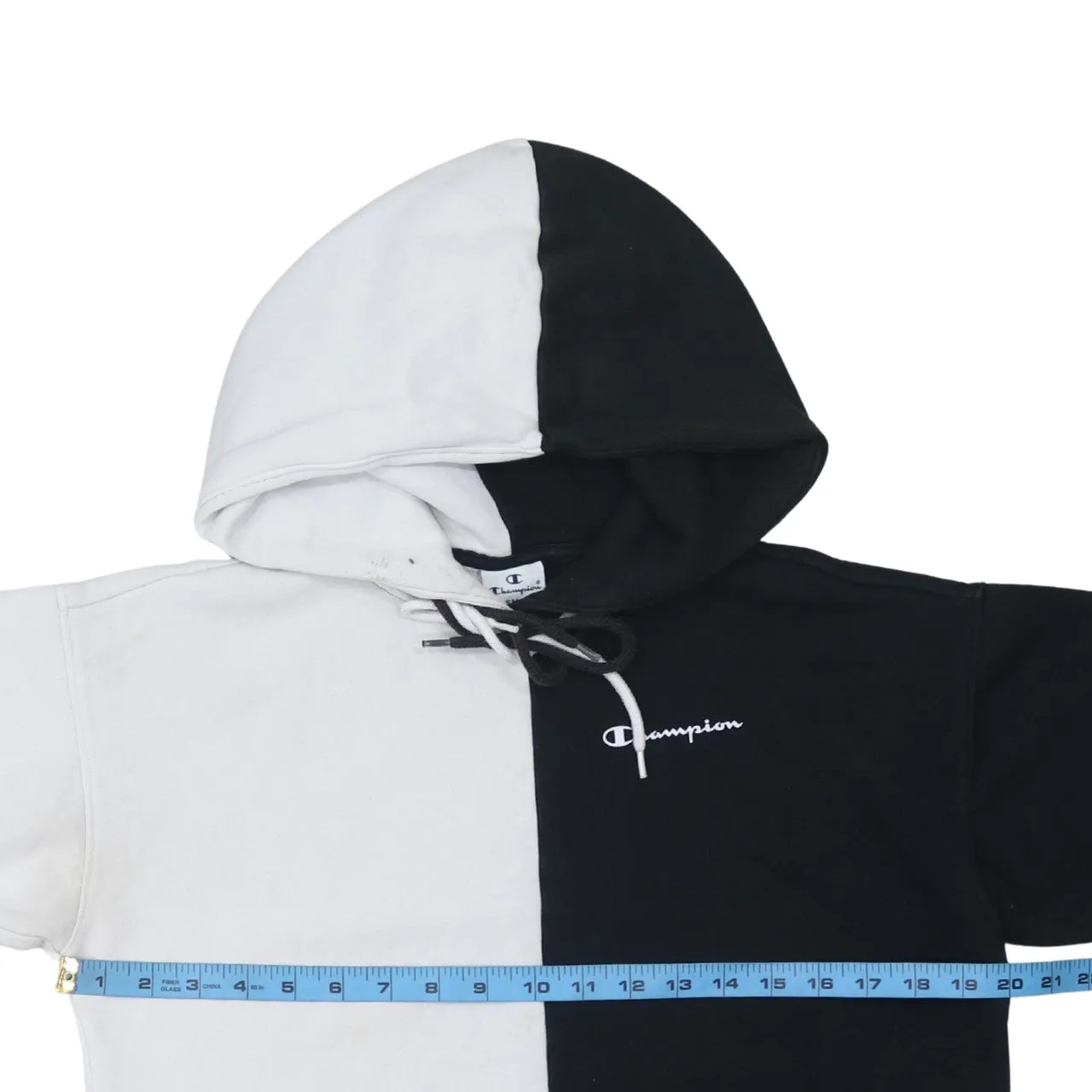 Champion Black White Hoodie Men's XSmall Embroidered Logo Split Panel Pullover Sweatshirt sold by Vintage Club product image thumbnail 5