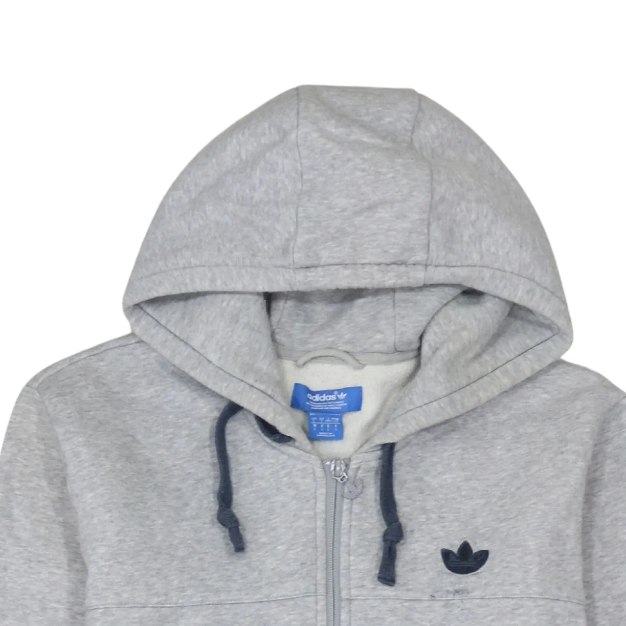 Adidas Grey Full Zip Hoodie Women's Large Embroidered Trefoil Logo Split Kangaroo Pocket Sweatshirt sold by Vintage Club product image thumbnail 3